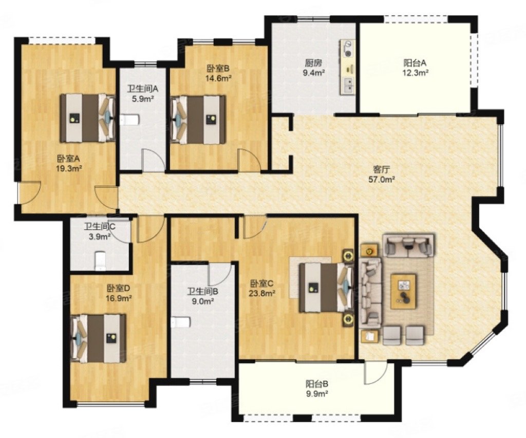 清风华院东边套景观层5房俯看整个森林公园带一车位