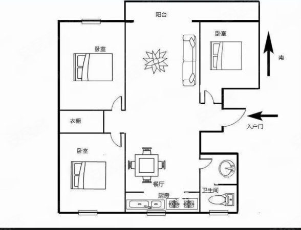 沭河花园3室2厅1卫140㎡南北70万