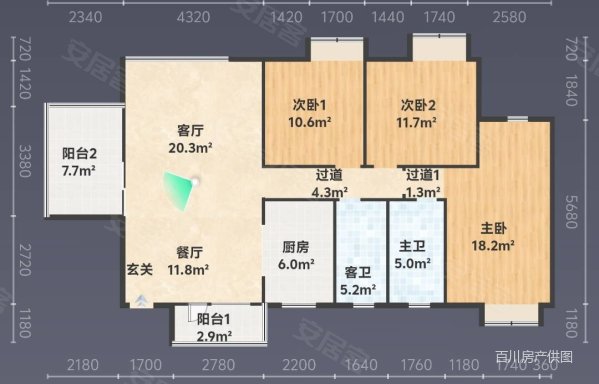 十二号大院3室2厅2卫125㎡南北53万