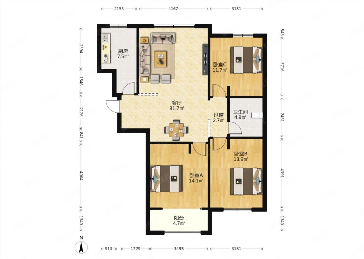 急售阳光揽胜豪装南北三居精装修本满二