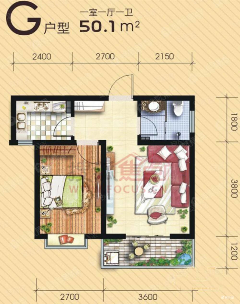 满堂悦moma1室1厅1卫52.16㎡南108万