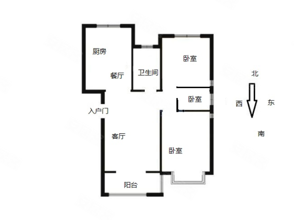 时代花园(蓟县)3室2厅1卫93.34㎡南北120万