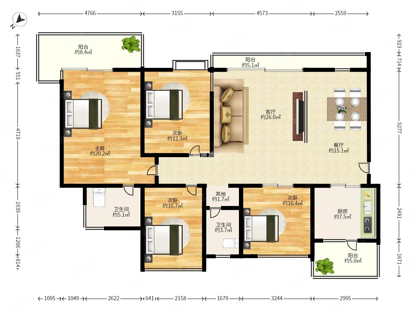 鸿威海怡湾畔花园4室2厅2卫142.22㎡南北0万