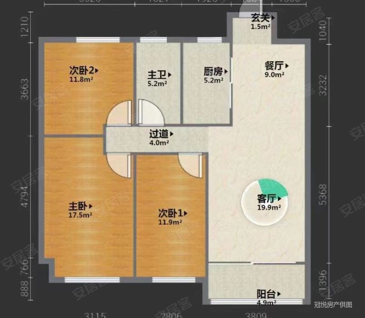 蓝堡城(太和)3室2厅2卫120㎡南北80万