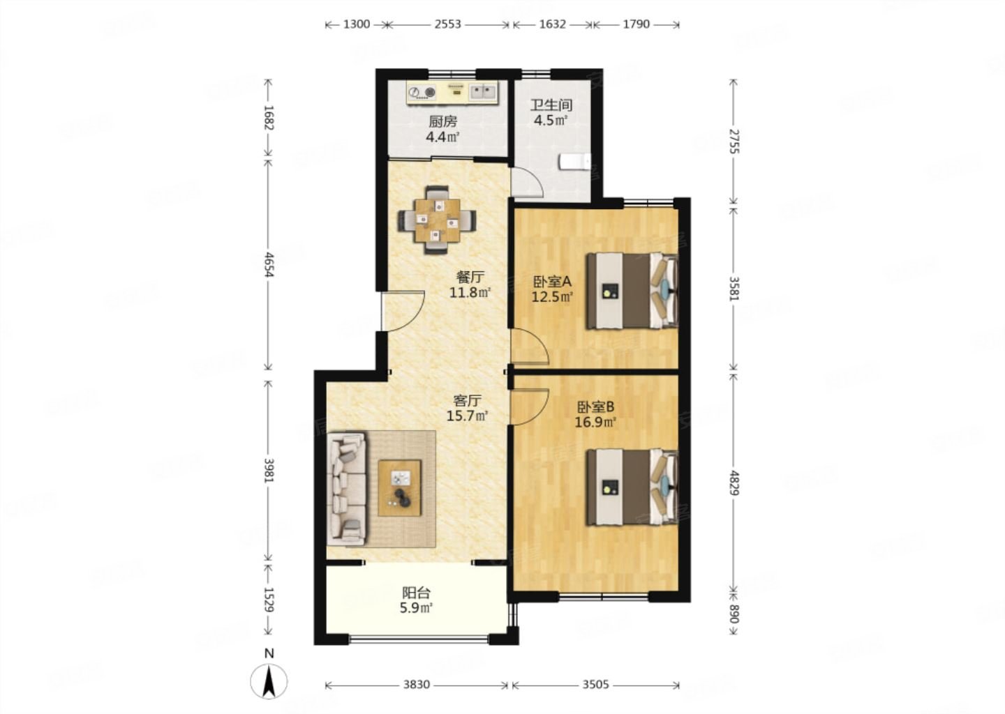 开元蓝庭花园洋房精装修老证可过户采光好,开元蓝庭(l区)二手房,77万