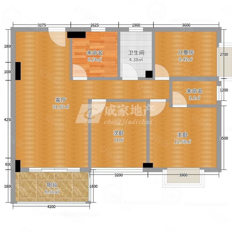 唐人街3室2厅1卫100㎡南北44.8万