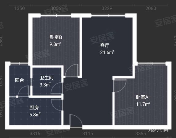 鲁能城(一期)2室2厅1卫67.91㎡北137万