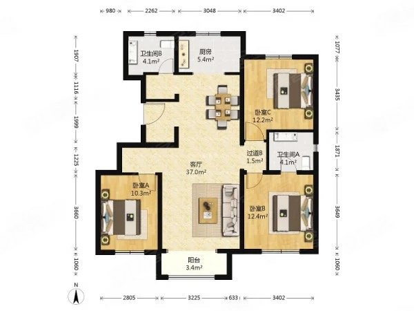 北京丰台卢沟桥京城雅苑晓月苑卢沟桥京城雅苑3室2卫117米精装全齐