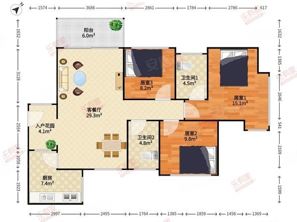 合正丹郡 小区新 南北通透 双卫格局 有电梯 车位充足