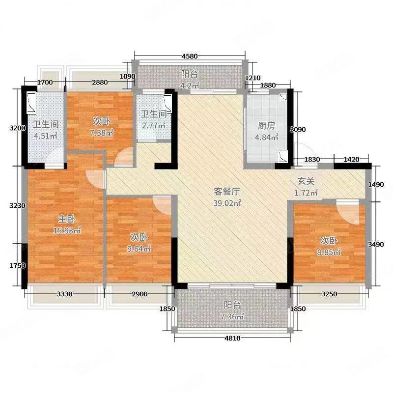 天赐良园4室2厅2卫141㎡南北60万