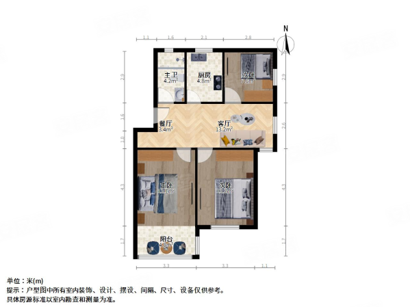 香山新村西北街坊3室1厅1卫84㎡南北600万