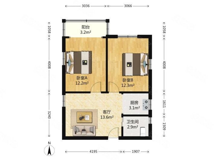 柳工颐华城 柳工生活南区 孝心二楼 2房
