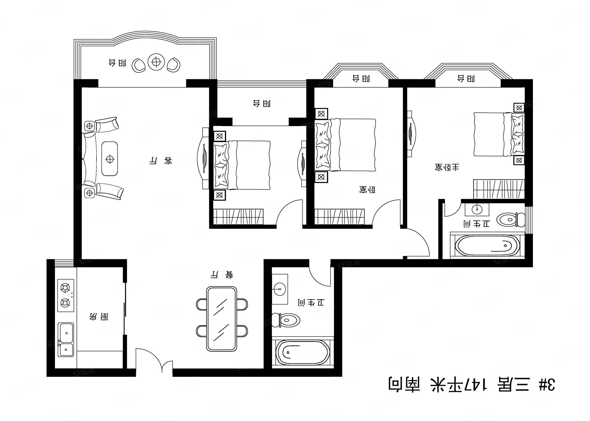 东区国际公寓3室2厅2卫144㎡东南1098万