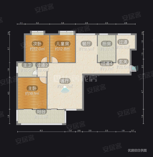 华颐和苑3室2厅1卫115㎡东南88万