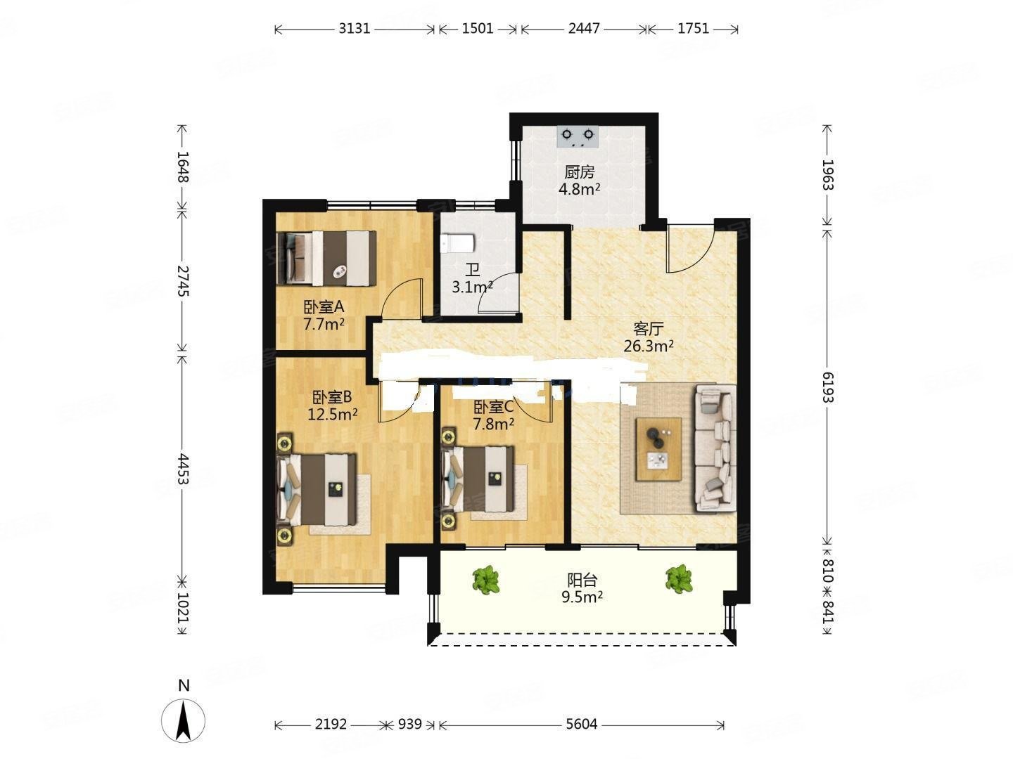 金科绿都天宸,金科绿都天宸二手房,122万,3室2厅,1卫,97平米-洛阳安居