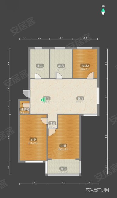 龙臣公寓3室2厅1卫101.42㎡东北558万