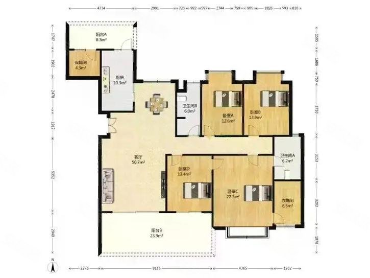 滨江樾城璞樾府4室2厅2卫180㎡南北450万