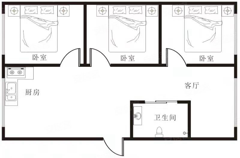 任达华府3室1厅1卫93㎡南北57.5万