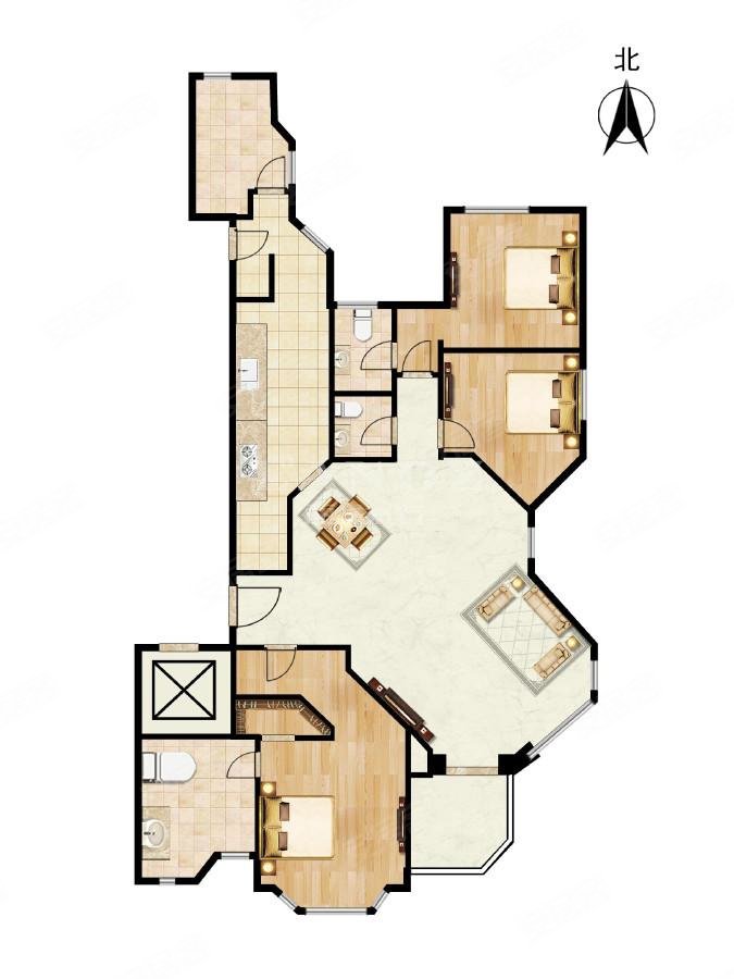 华山丽苑3室2厅3卫229.61㎡东3800万