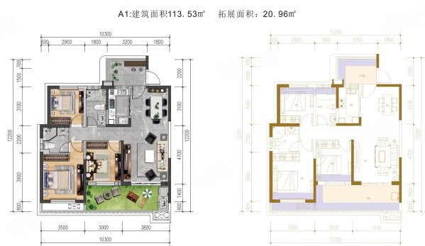 华夏御江府3室2厅2卫113.53㎡南北59.5万