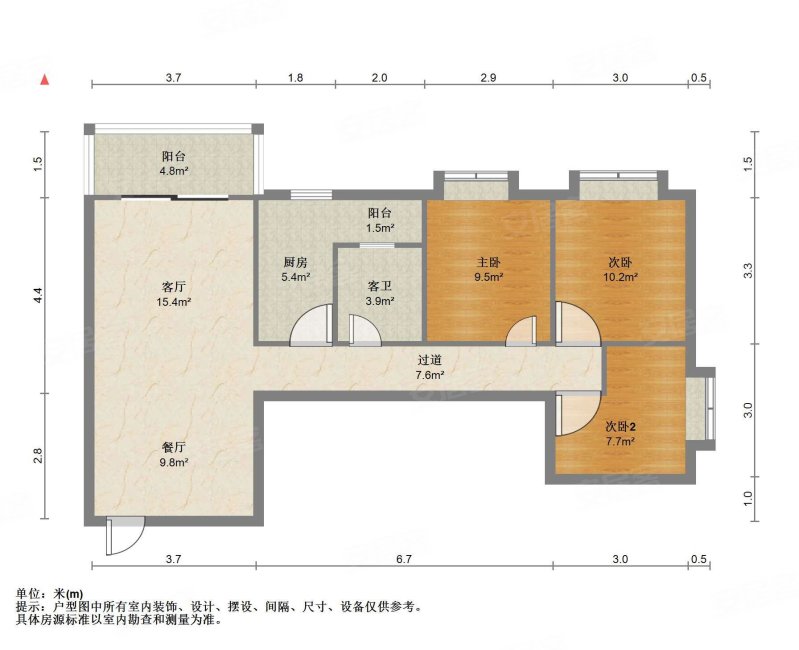 壶东苑3室2厅1卫92.44㎡南北55万