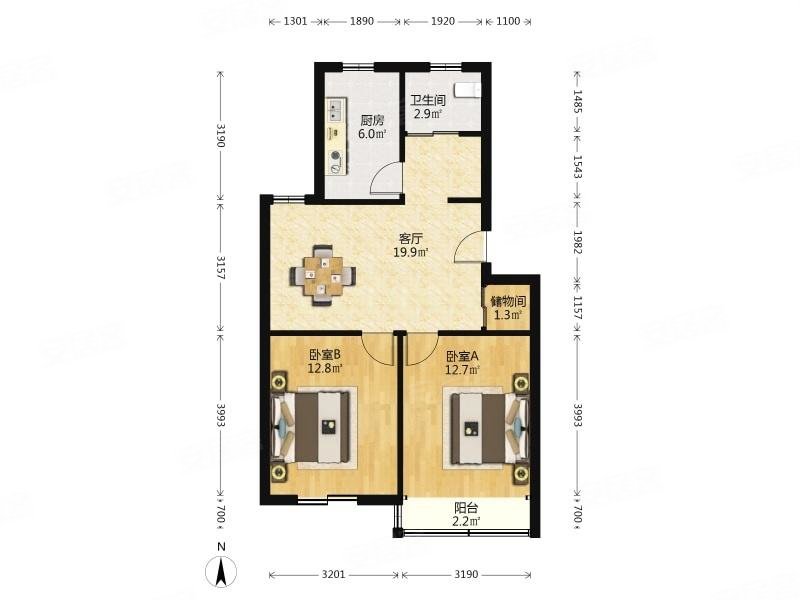 新德路506弄小区2室2厅1卫73㎡南215万