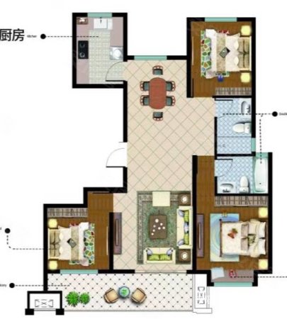 三巽铂悦府3室2厅2卫128.89㎡南北69万