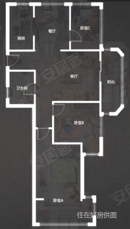 赞成香林3室2厅1卫92㎡南203万