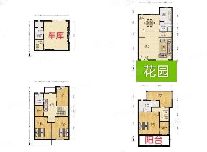 城市经典玉墅(别墅)4室2厅3卫266㎡南2000万