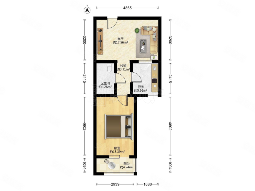 有钥匙随时看西罗园南里精装一室一厅采光