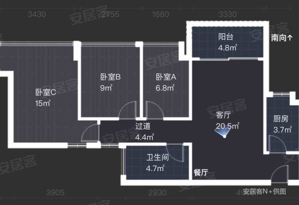 华发城建未来荟3室2厅1卫89.18㎡南168万