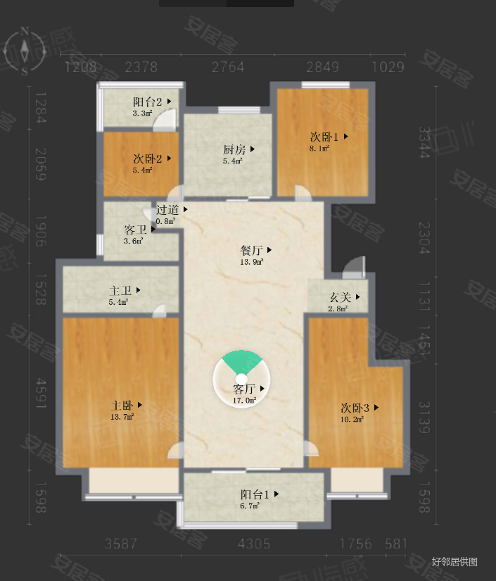 万象天地九悦(东区)4室2厅2卫124㎡南北479万