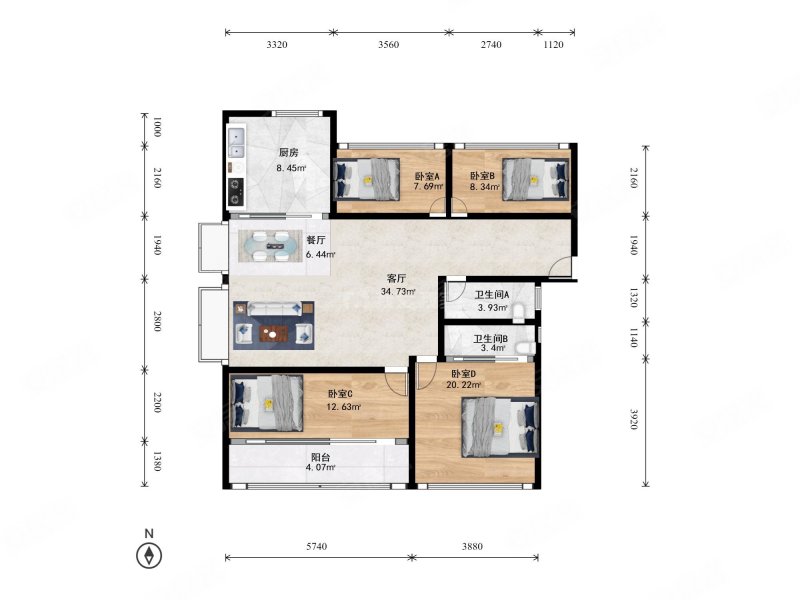 临安门户 滨湖新城  一线湖景房 4室2厅 楼层高视野好