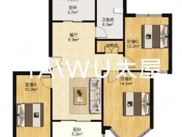 上海松江九亭三盛颐景园(公寓住宅)飞机户型三房高绿化小区 租房找我