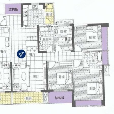 中天未来方舟H2组团4室2厅2卫151㎡西南107.88万