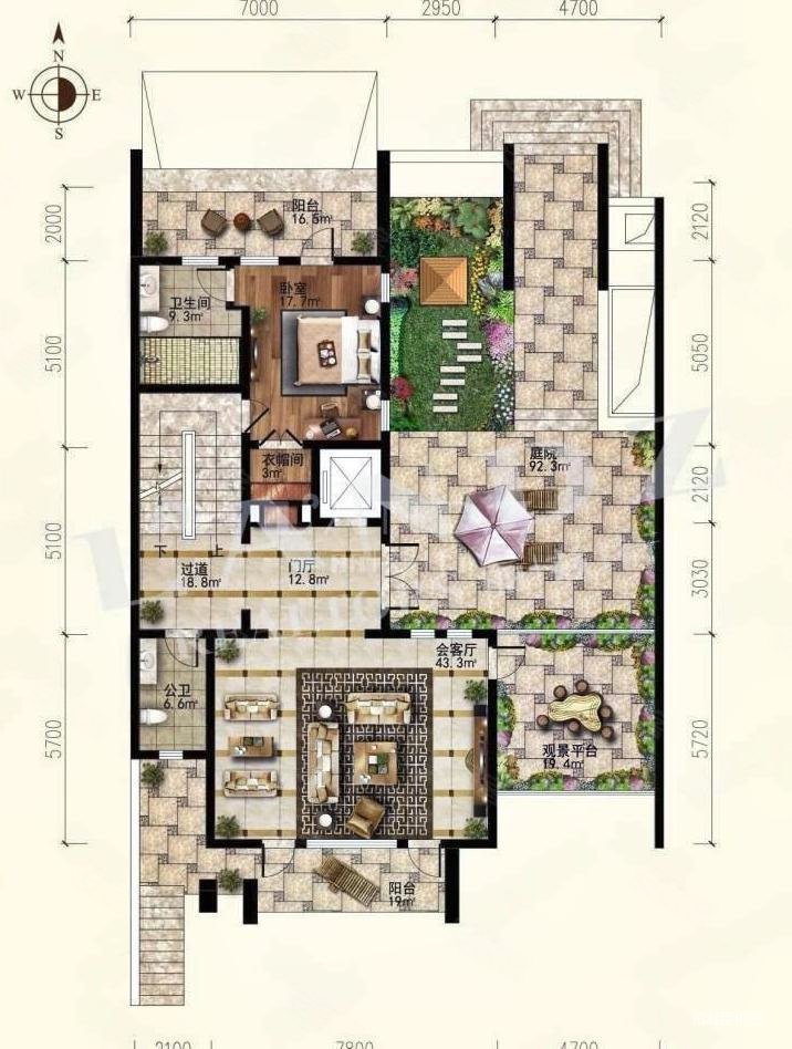 九章别墅3室6厅7卫504㎡南北5999万