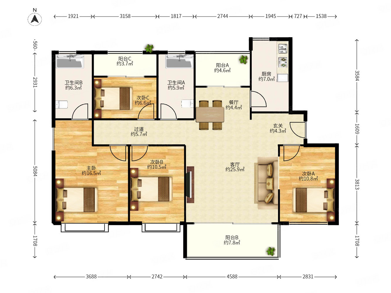 城东长纤塘旁品质小区四开间朝南人车分流采光视野好