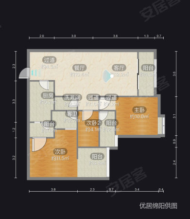 樊华广场3室2厅1卫77㎡南北57万