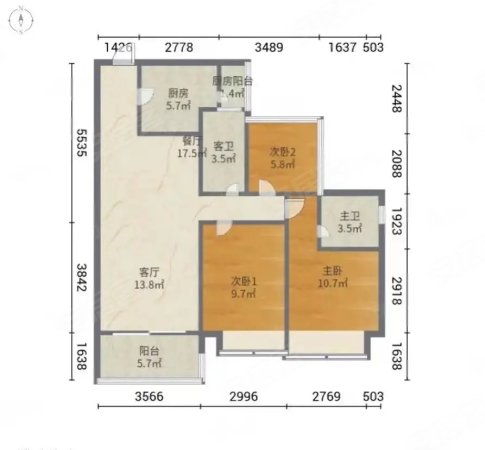 龙福新苑3室2厅1卫84㎡南北50万