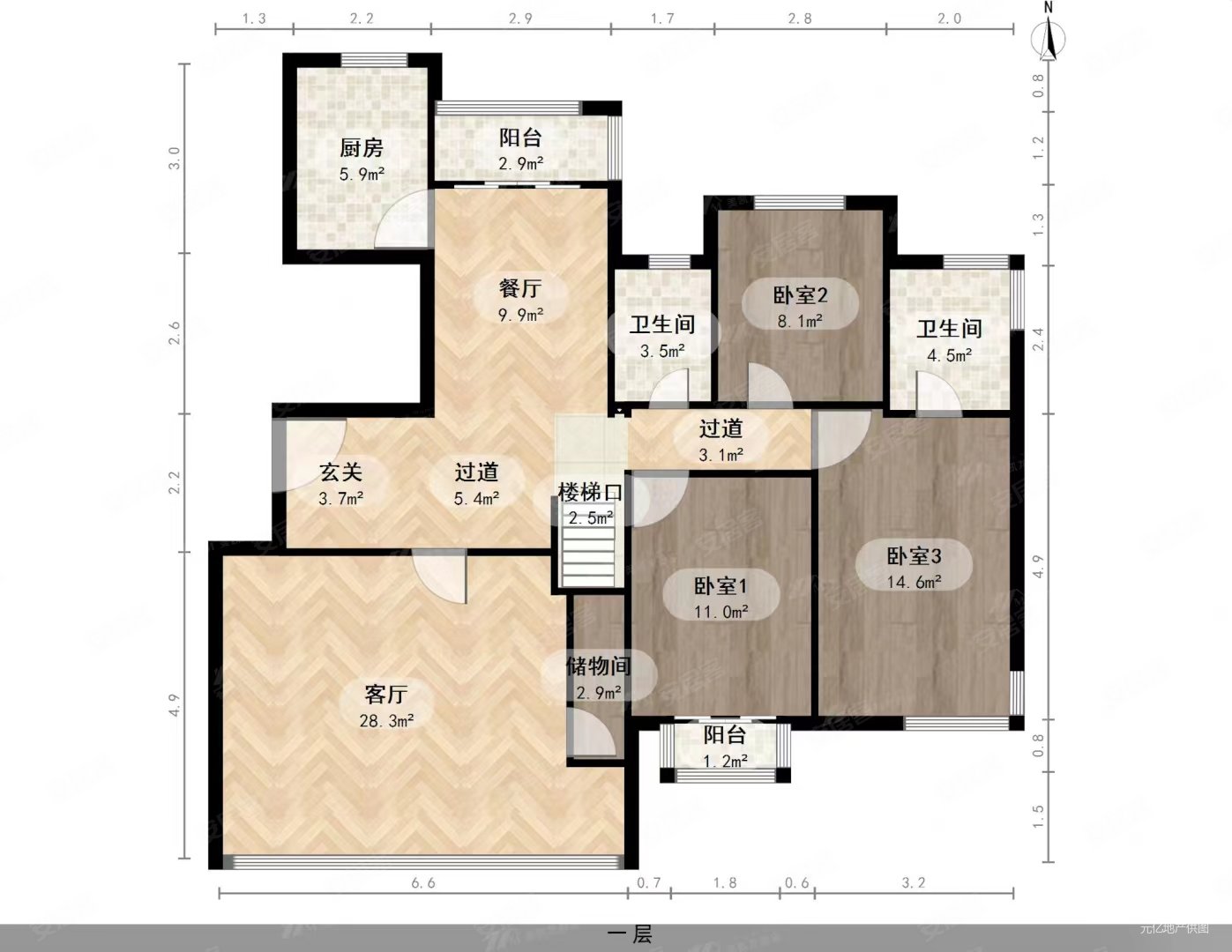 名嘉新苑5室4厅3卫173.46㎡南北1190万