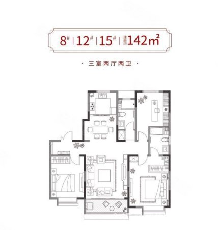 山水泉城北城3室2厅2卫143㎡南北100万