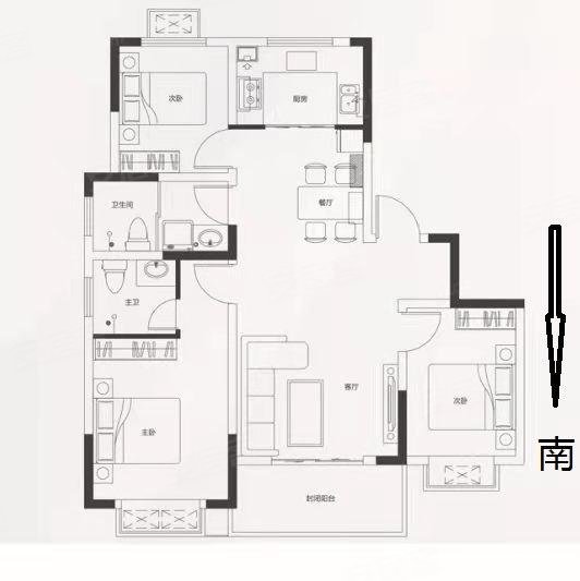 山水王城3室2厅2卫114㎡南北89万