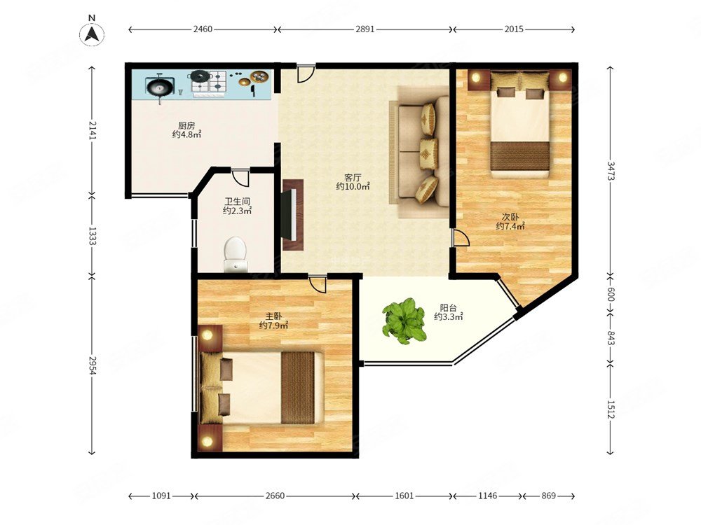 莲花一村2室1厅1卫55.83㎡南380万