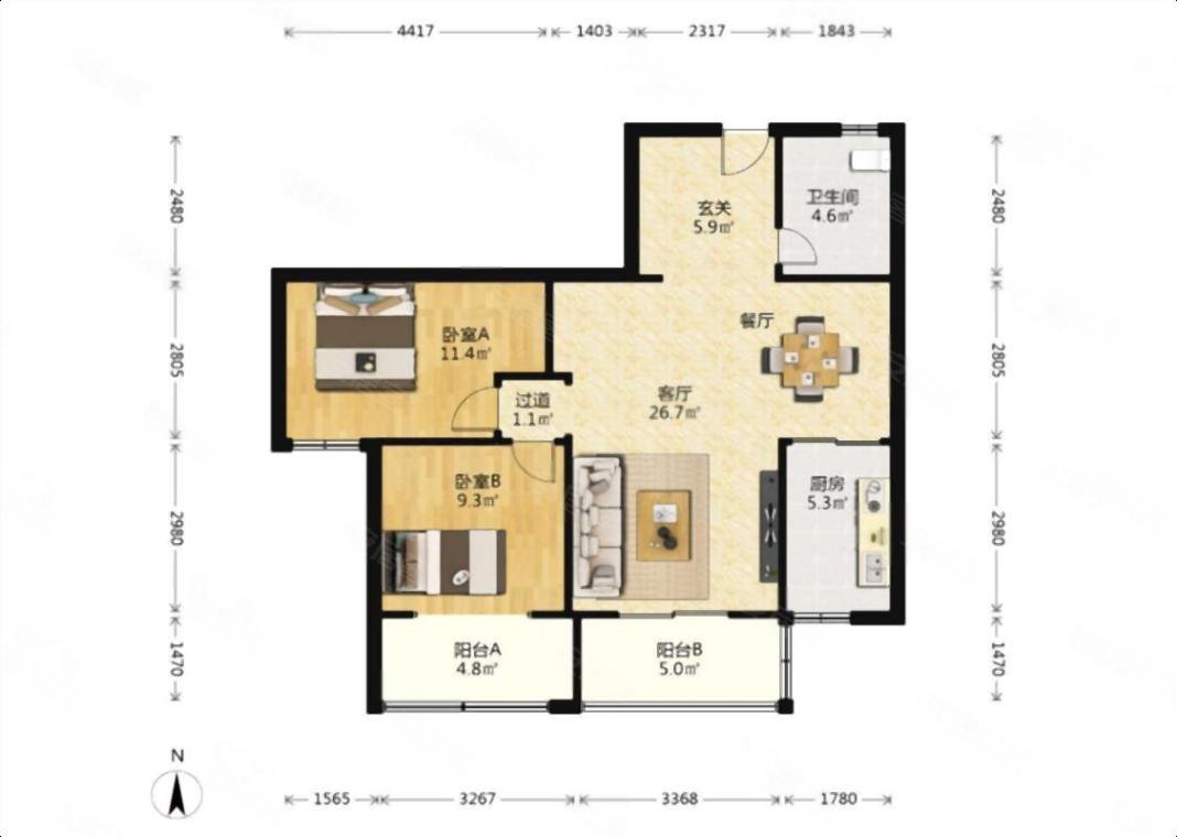 好房来啦118万位置盛世华城101平精装两室好楼层