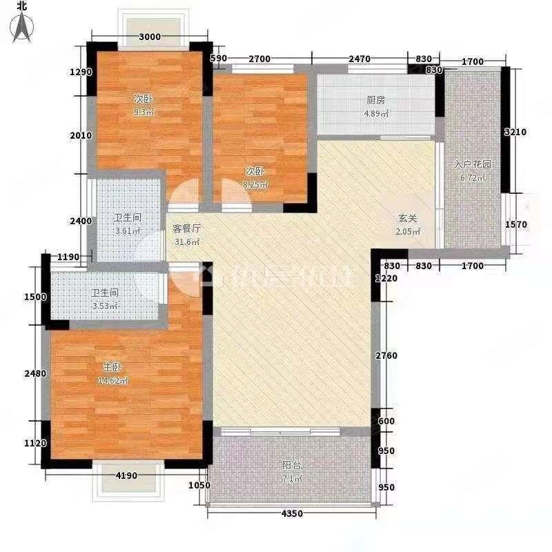 俊豪城(西区)3室2厅2卫118㎡南北112.8万