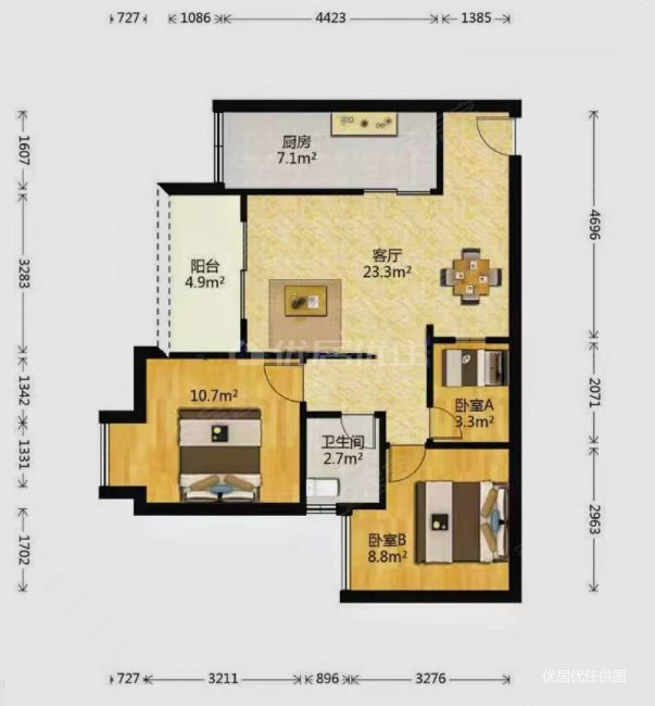 正南还建房3室2厅1卫95㎡南北41万