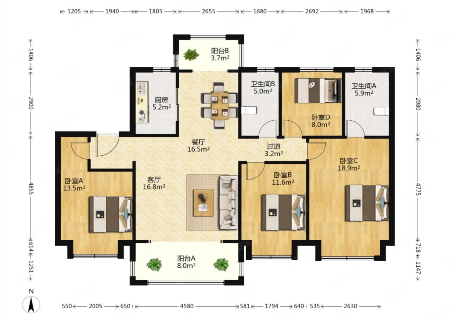 保利云禧4室2厅2卫142.06㎡南280万