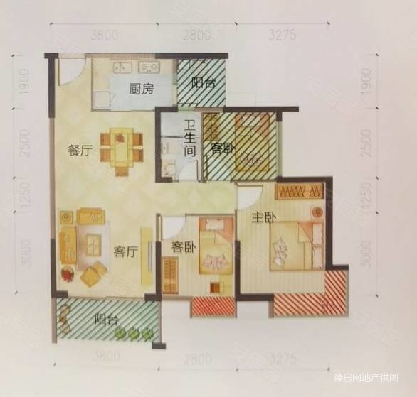 美湖湾3室2厅1卫88.16㎡南北100万