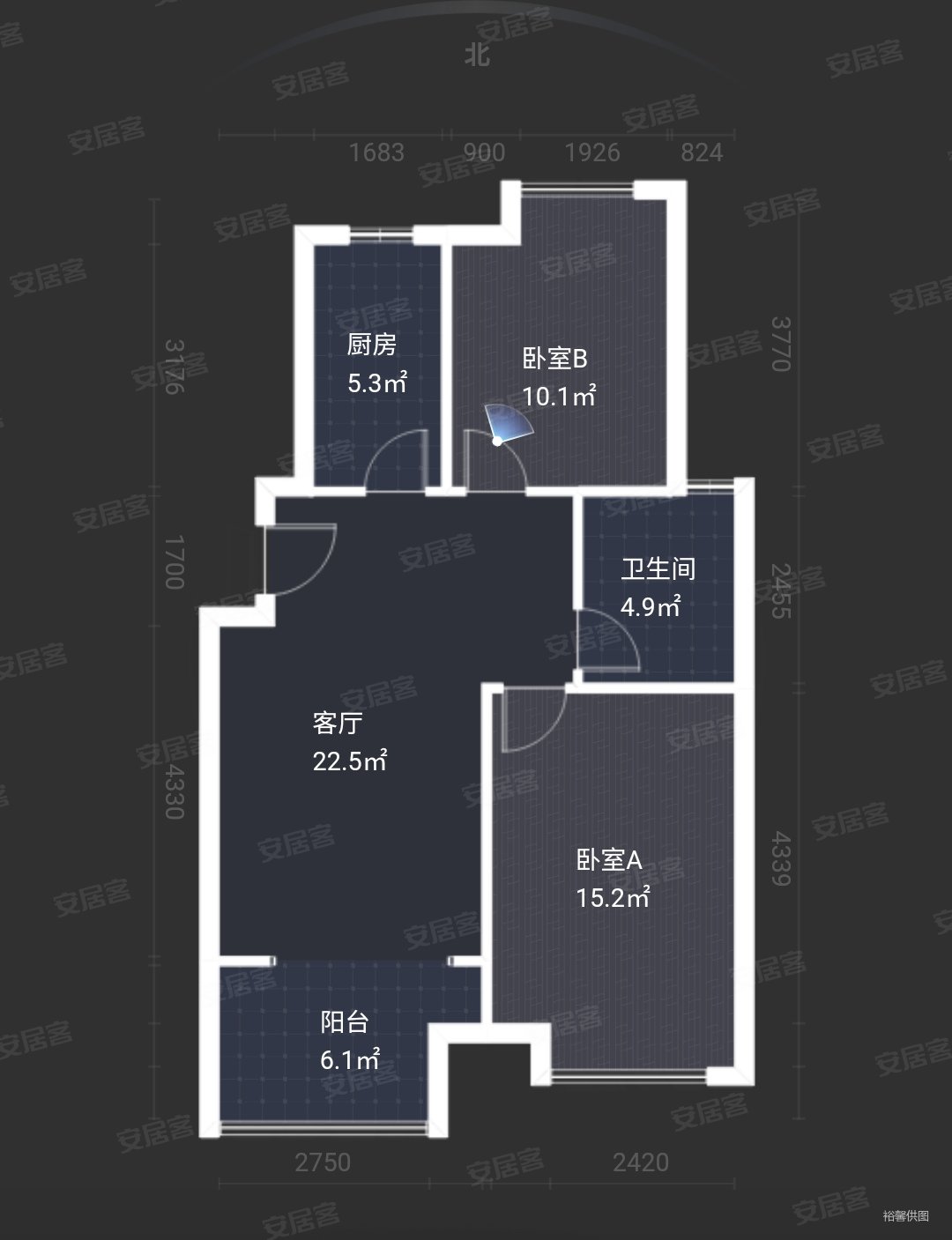 华远辰悦2室1厅1卫83.94㎡南北118万