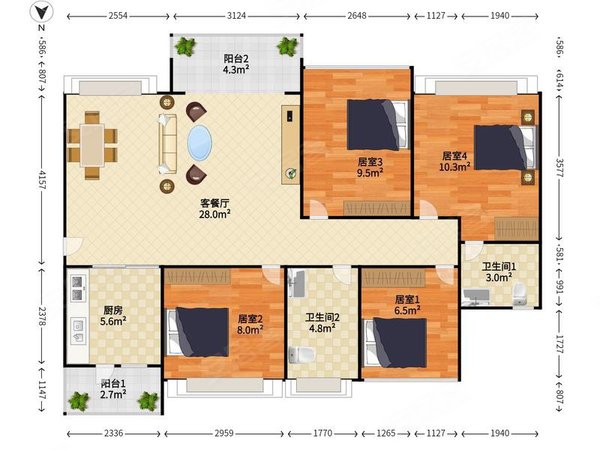 【多图】今日香沙御景园,坪地租房,今日香沙御景园 4室2厅2卫 精装修